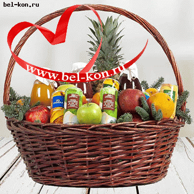Подарочная корзина «ПРЯНЫЕ ФРУКТЫ» с большим количеством фруктов, соком и сбитнем