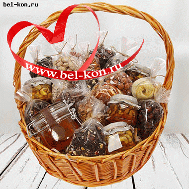 Подарочная корзина «МЕДОВЫЕ ОРЕХИ» с разнообразным медом, чаем и орехами